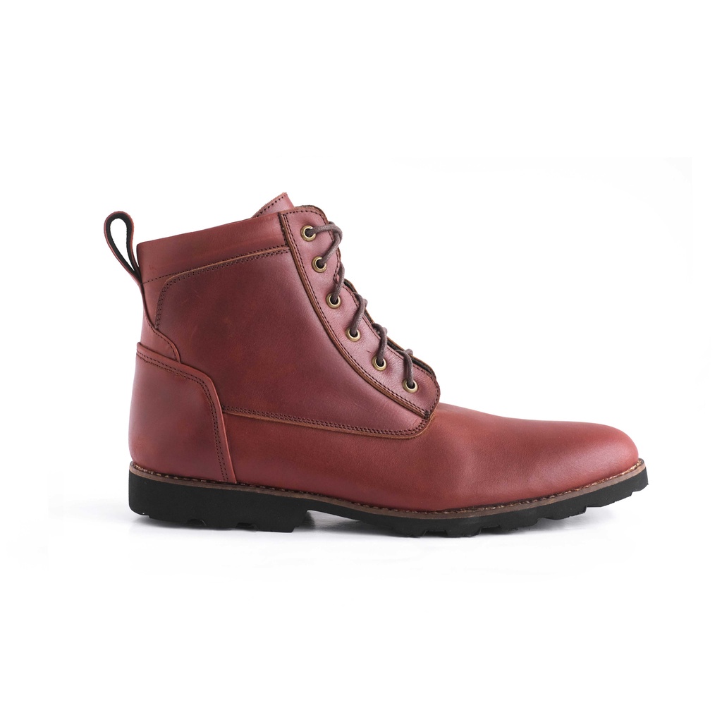 Jual Sepatu Boot Kulit Pria - Winshor - Atom Red Wine | Shopee Indonesia