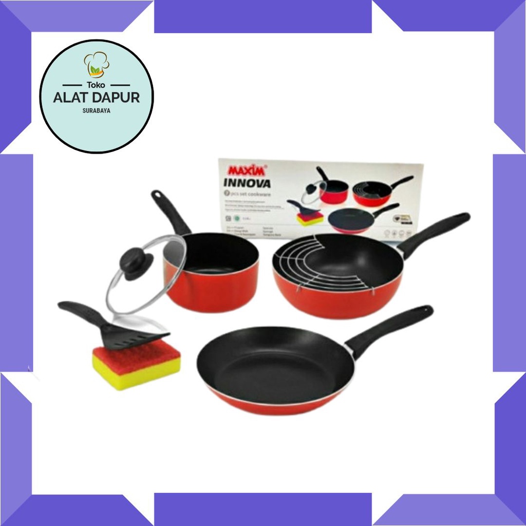 Jual Panci Set Maxim Cookware Innova 7pc Frypan Wok Pan Saucepan