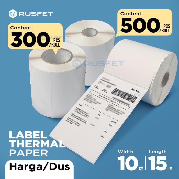 Jual Term Stiker Thermal Label Barcode/Label Resi Thermal 100 X 150Mm ...