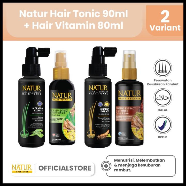 Jual Natur Hair Tonic 90ml + Hair Vitamin 80ml | Shopee Indonesia