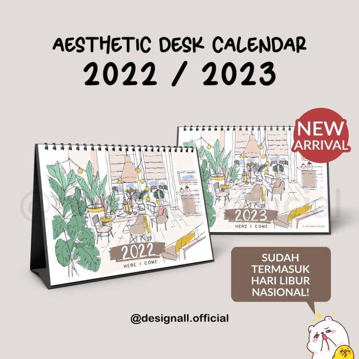 Jual Designall Kalender Meja / Kalender Duduk Aesthetic Tahun 2022 / ...