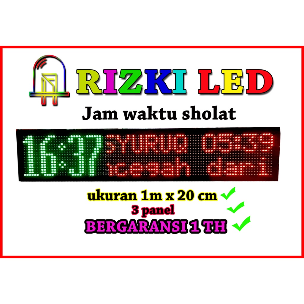 Jual Jam digital sholat masjid musholla otomatis 100cm x 20 cm Shopee