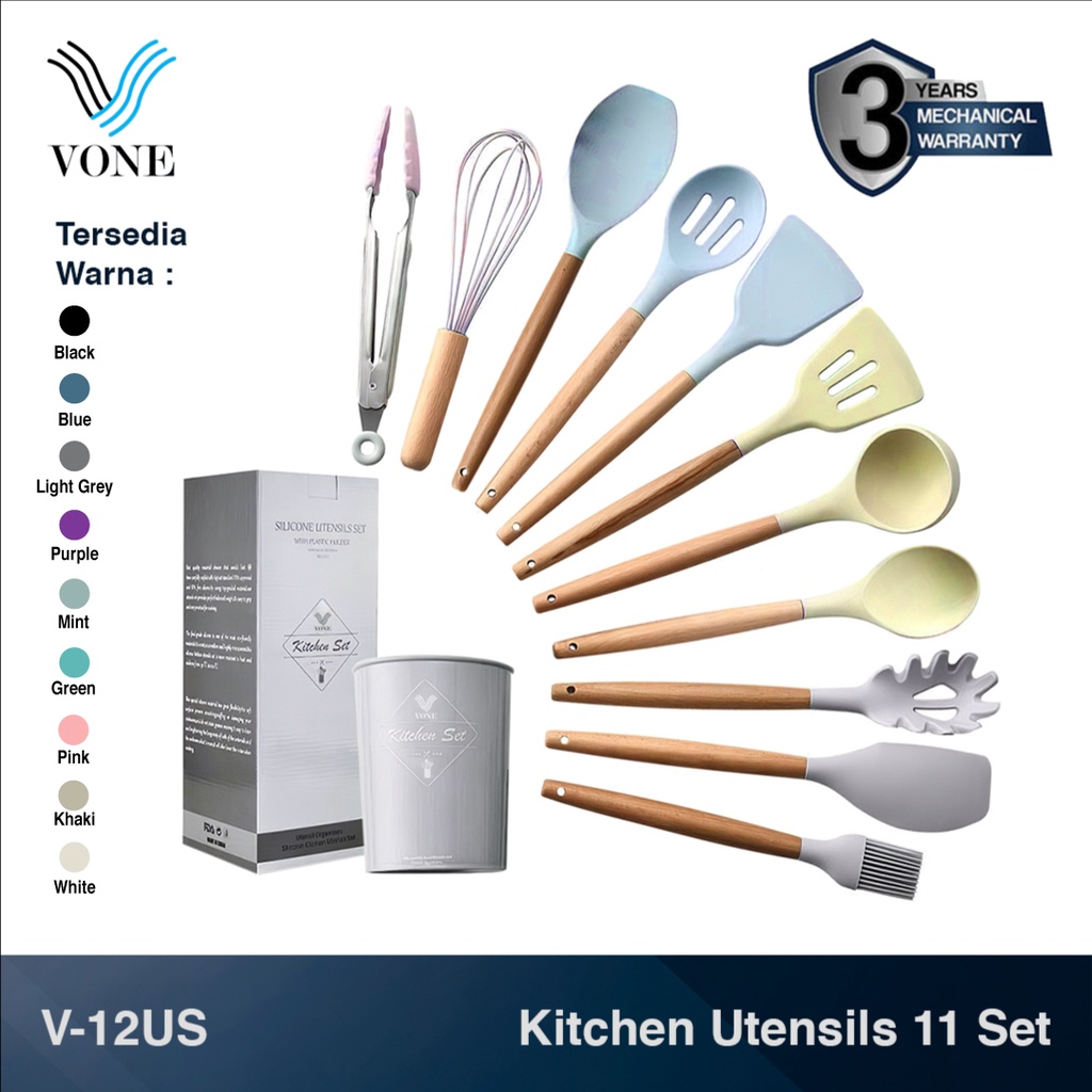 Dark Gray Kitchen Utensils Set 11pcs Silicone Non-stick Barreled