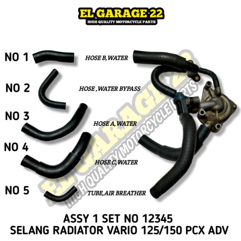 Jual SELANG RADIATOR THERMOSTAT PIPA SAMBUNGAN AIR RADIATOR VARIO 125/ ...