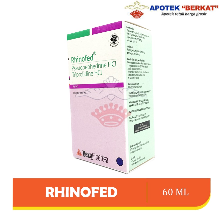 Jual RHINOFED SIRUP 60 ML / OBAT FLU PILEK DEMAM ANAK | Shopee Indonesia