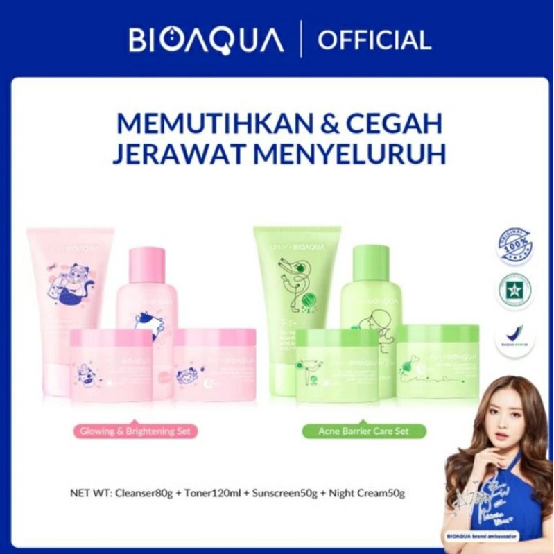 Jual Bioaqua 4pcs Skincare Paket Niacinamide Glowing Dan Acne Set ...