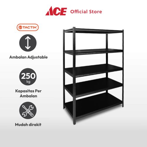 Jual Ace Tactix 122X61X183 Cm Rak Besi 5 Tingkat - Hitam Storage Rack ...