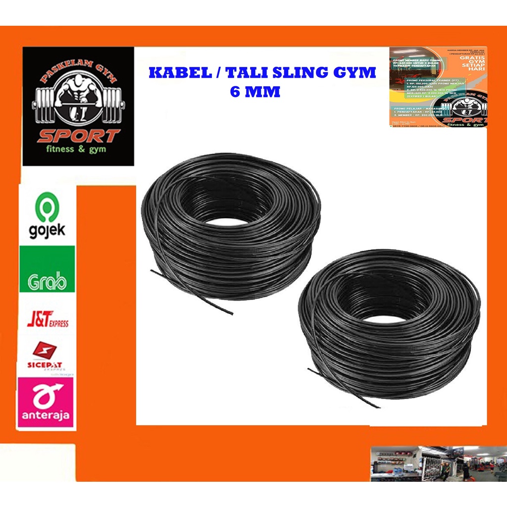 Jual tali kabel sling gym cable sling alat fitness 6mm 5mm import