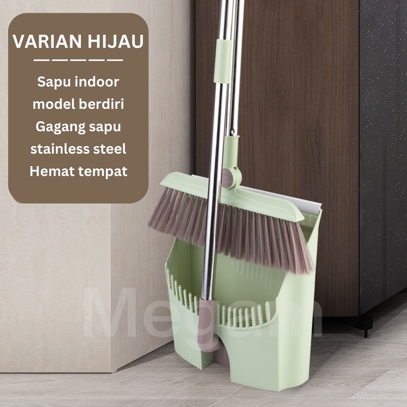 Jual Megam Broom Set Dustpan Stainless Steel Minimalis Sapu Set Pengki ...