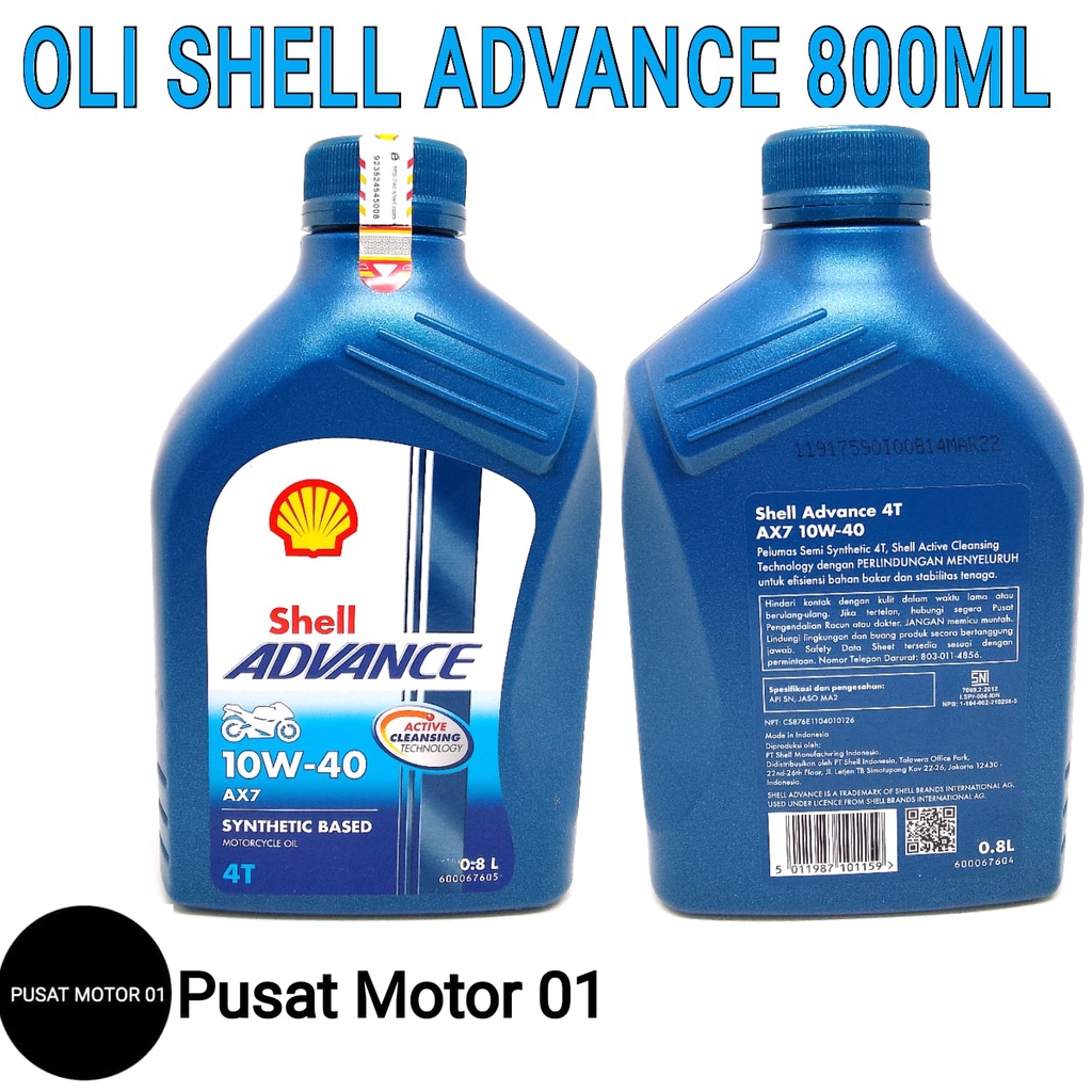 Jual Oli Shell Advance AX7 Motor Bebek Ori 800ML AX7 10W-40 Oli Mesin ...