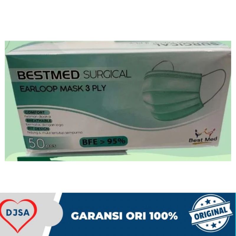 Jual BESTMED MASKER EARLOOP STANDARTD MEDIS 3 PLY 50 PCS | Shopee Indonesia