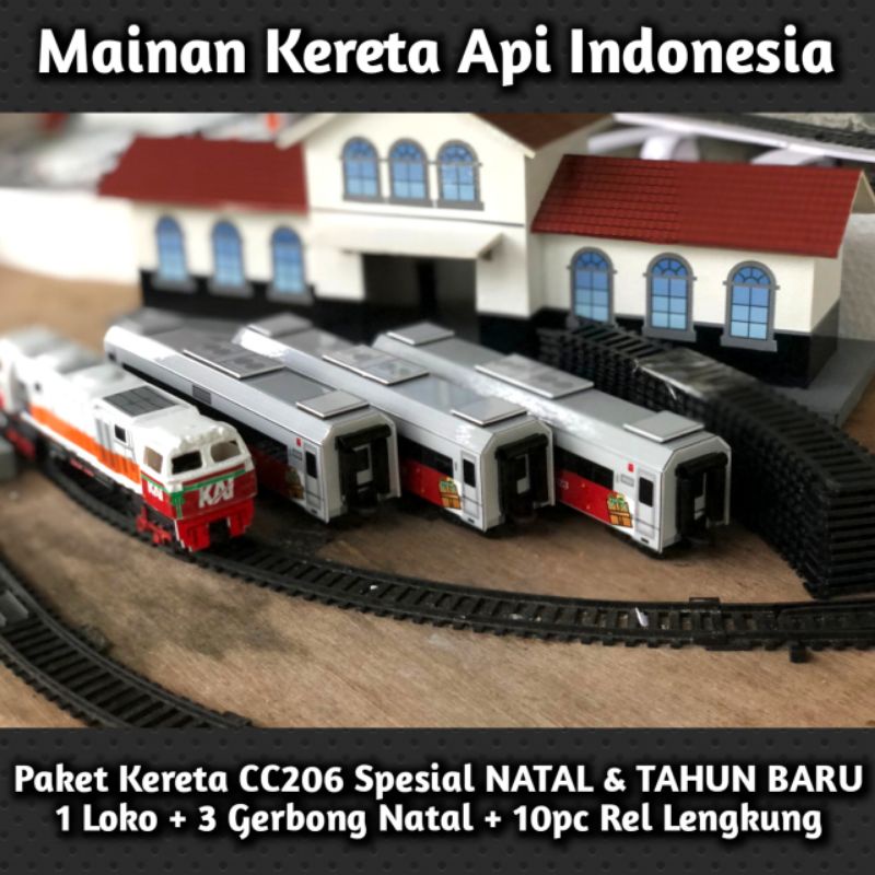 Jual Miniatur Kereta Api CC206 FULLSET - Stasiun+Lokomotif+Gerbong+Rel ...