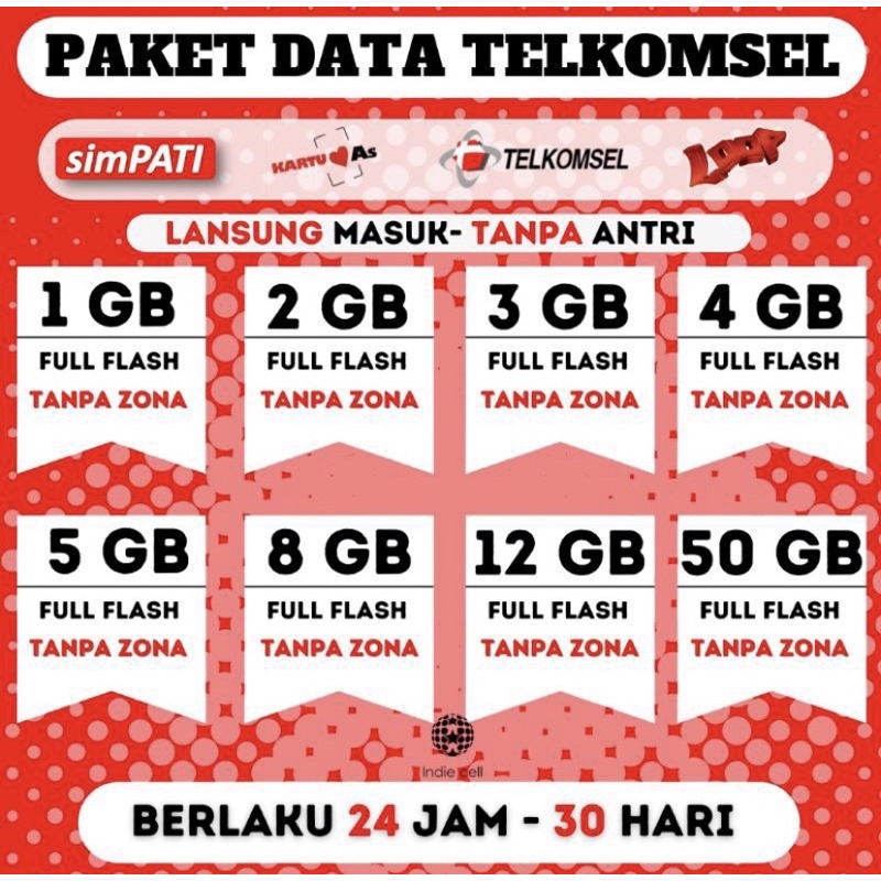 Jual Paket Kuota Telkomsel FlasH Full Bulanan , Bisa Semua Nomor ...