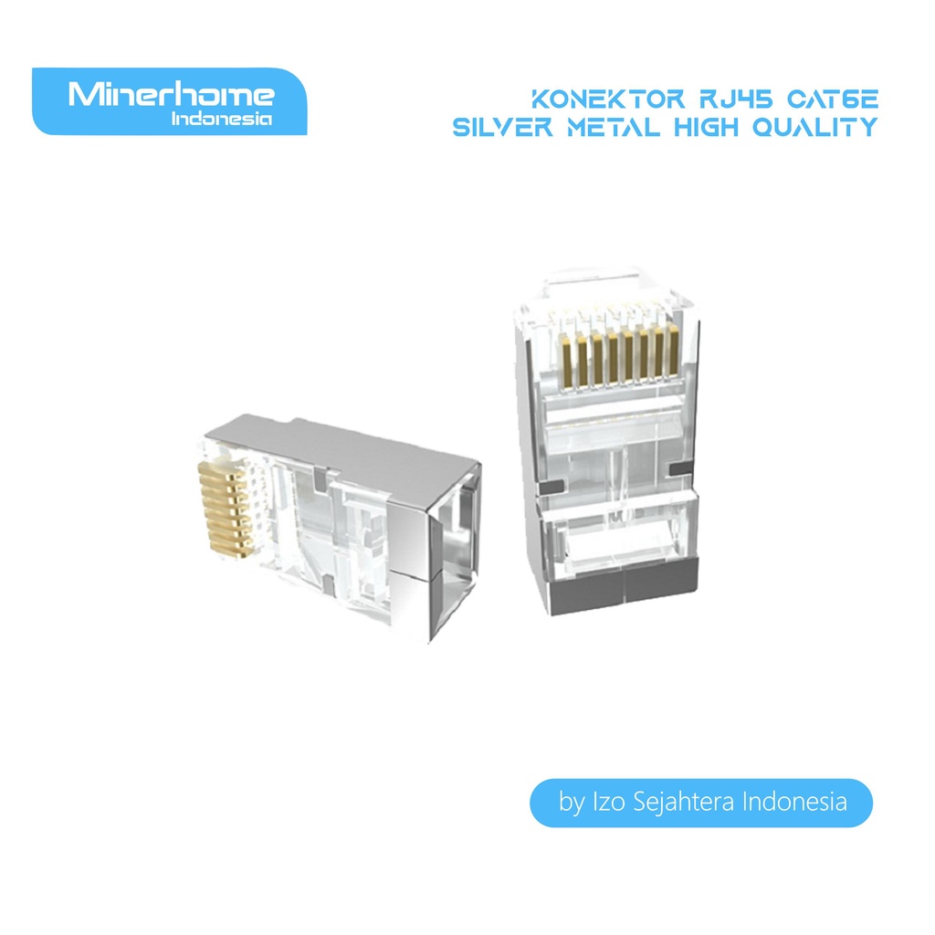 Jual Konektor LAN RJ45 Cat6e Silver Metal High Quality | Shopee Indonesia