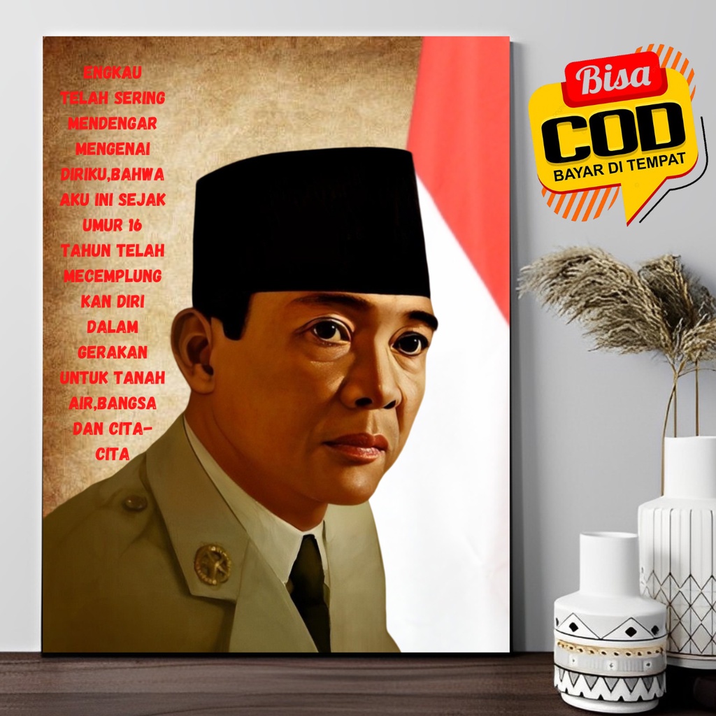 Jual Sukarno Soekarno Presiden Indonesia Poster Kayu Pajangan Dekorasi ...