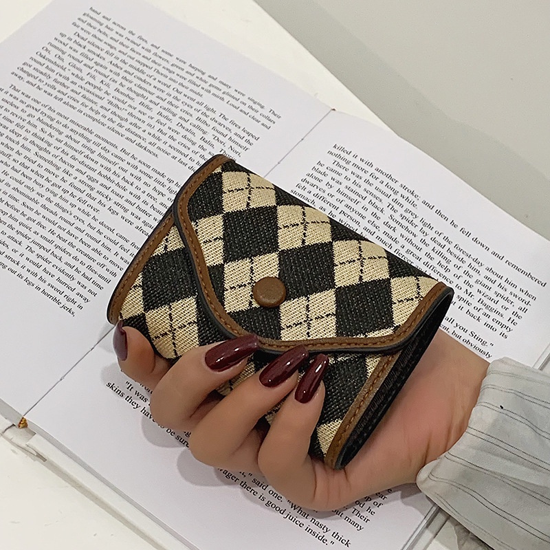 Jual FUKU Studio - aesthetic checkered houndstooth wallet / korean card ...