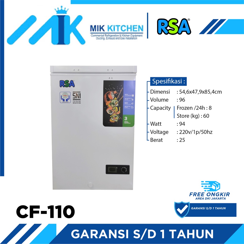 Jual NEW RSA CHEST FREEZER Terbaru CF-110 - CF 110 Bergaransi resmi 96 ...