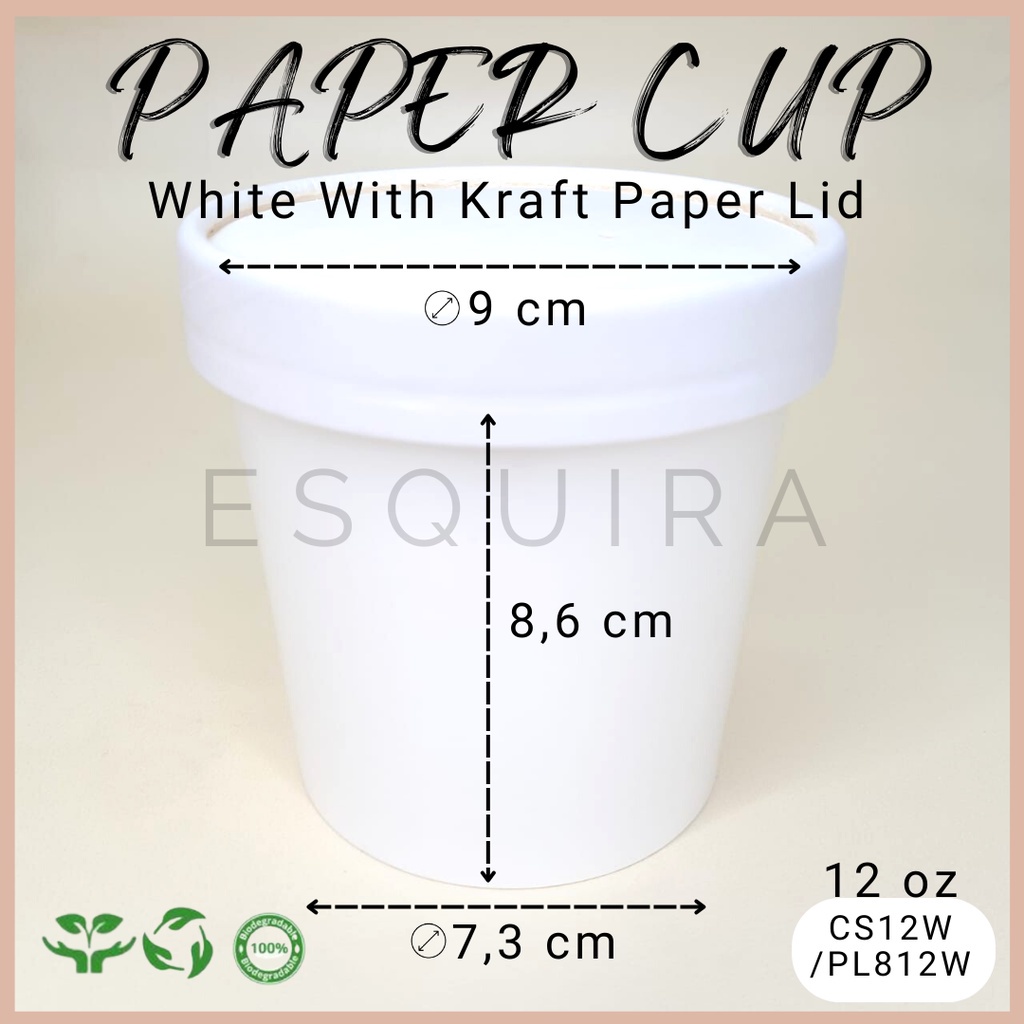 Jual Kraft Paper Cup / Ice Cream Cup + Dome Plastic Lid / Kraft Lid ...
