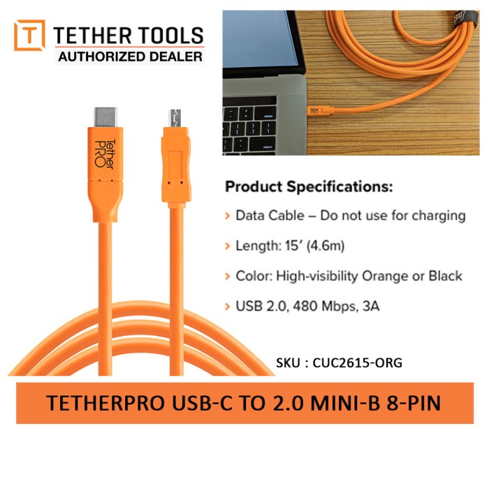 Jual Kabel Tether Tools Pro Usb C To 2.0 Mini B 8 Pin | Shopee Indonesia