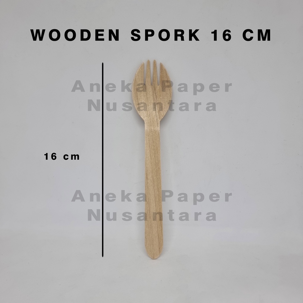 Jual Disposable Wooden Spork 16 cm / Spork Makan Kayu Sekali Pakai 50