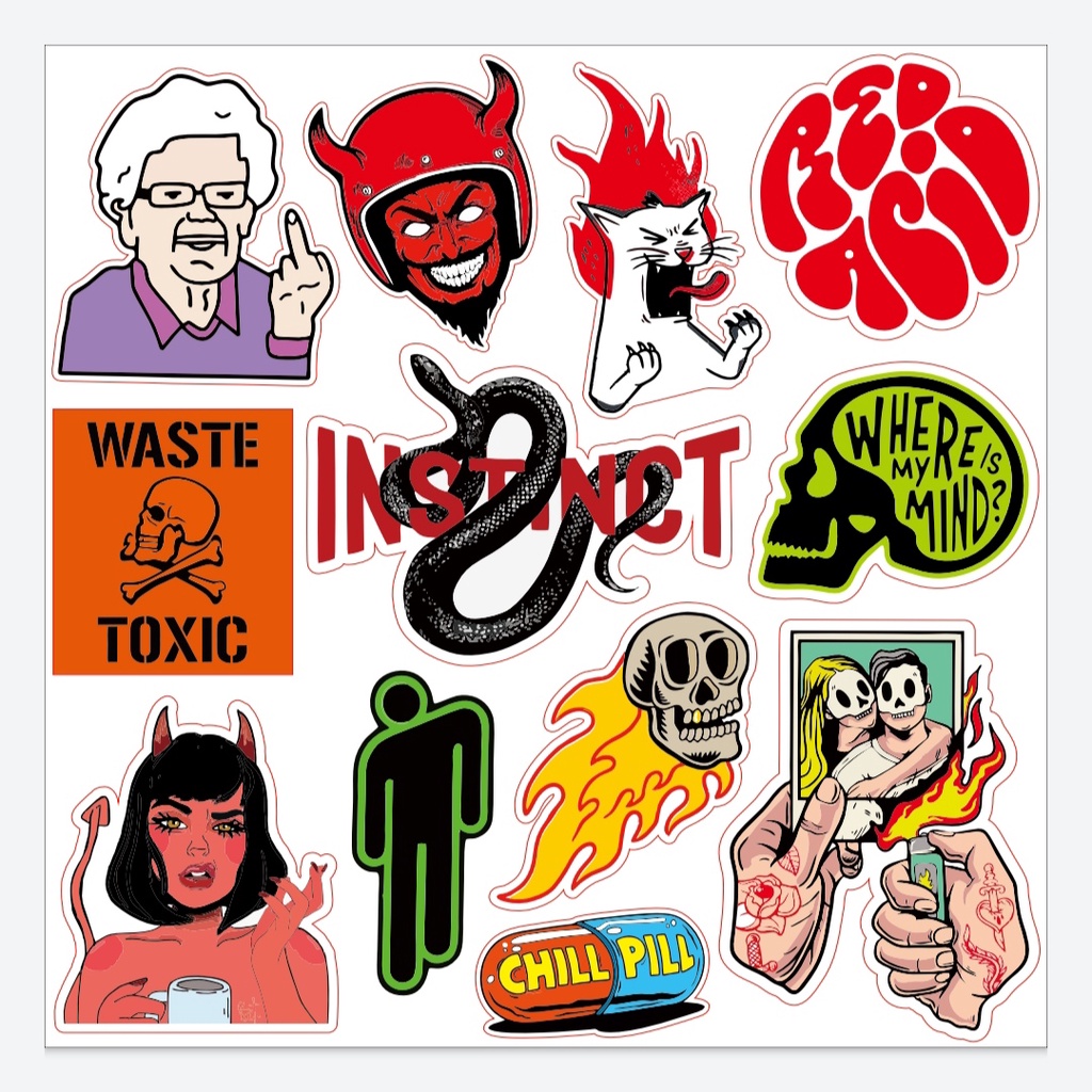 Jual Stiker Pack Aesthetic Toxic Satanic Sticker Danger Circle | Shopee ...