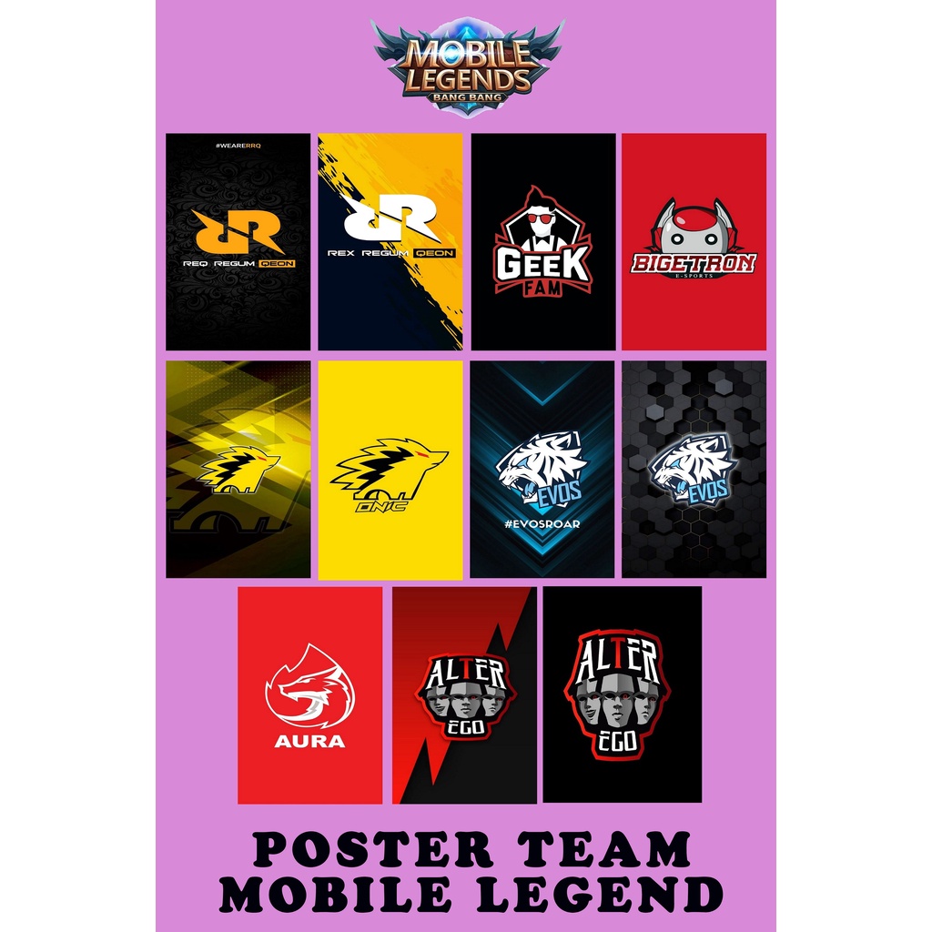 Jual Poster Team Mobile Legend Terbaru / Poster Evos / RRQ/Onic ...