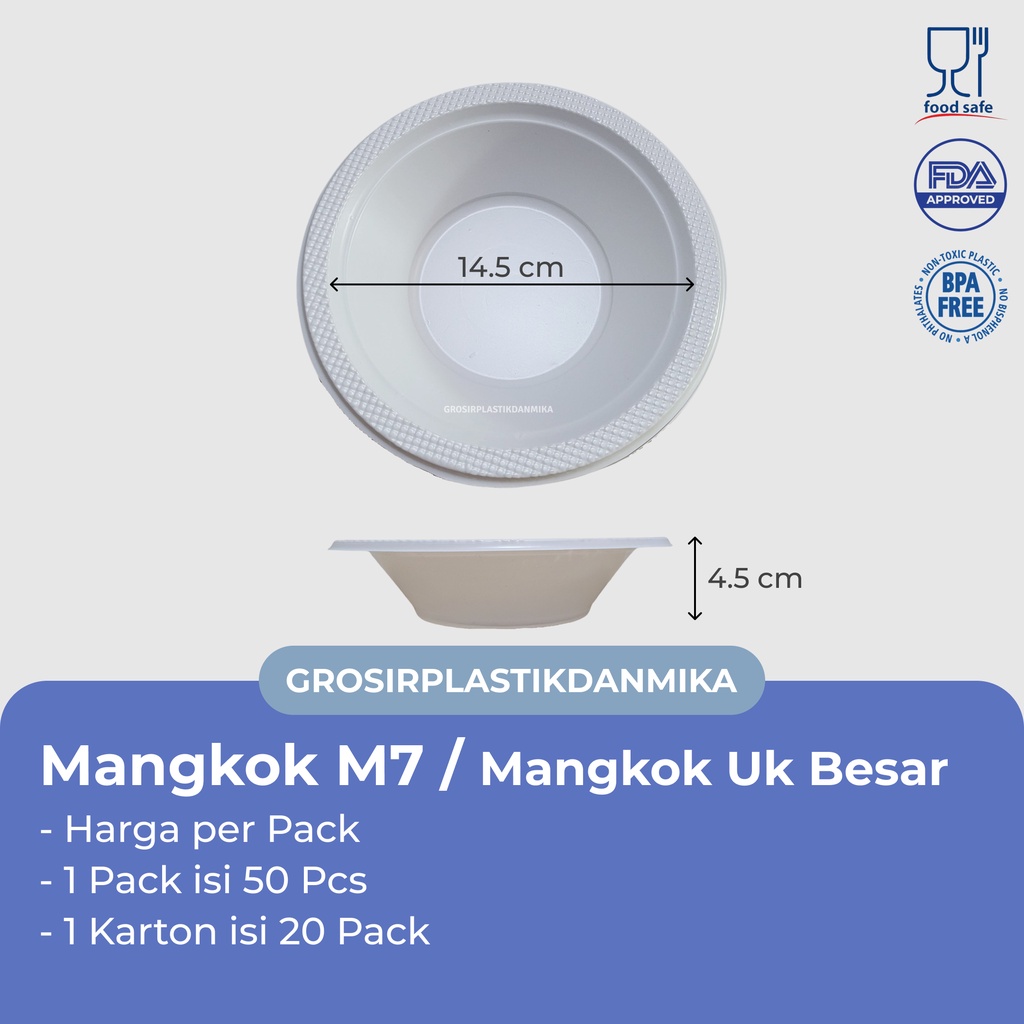 Jual Mangkok Plastik M7 Mangkok Plastik Putih Susu Ukuran Besar 1