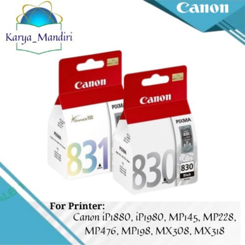 Jual Catridge tinta canon 830 black & 831 colour iP1880, iP1980, MP145 ...