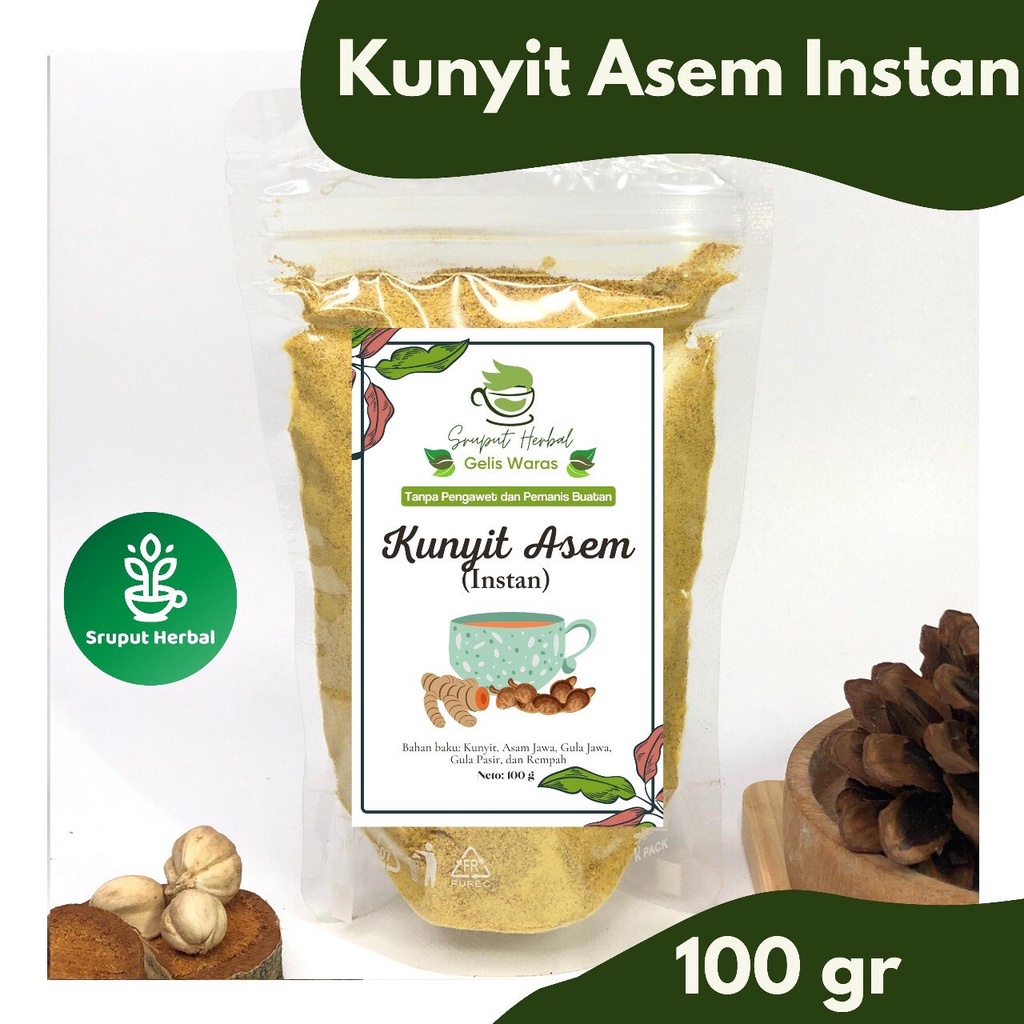 Jual 100gr Kunyit Asem Instan Bubuk Jamu Kunir Asam Kualitas Premium ...