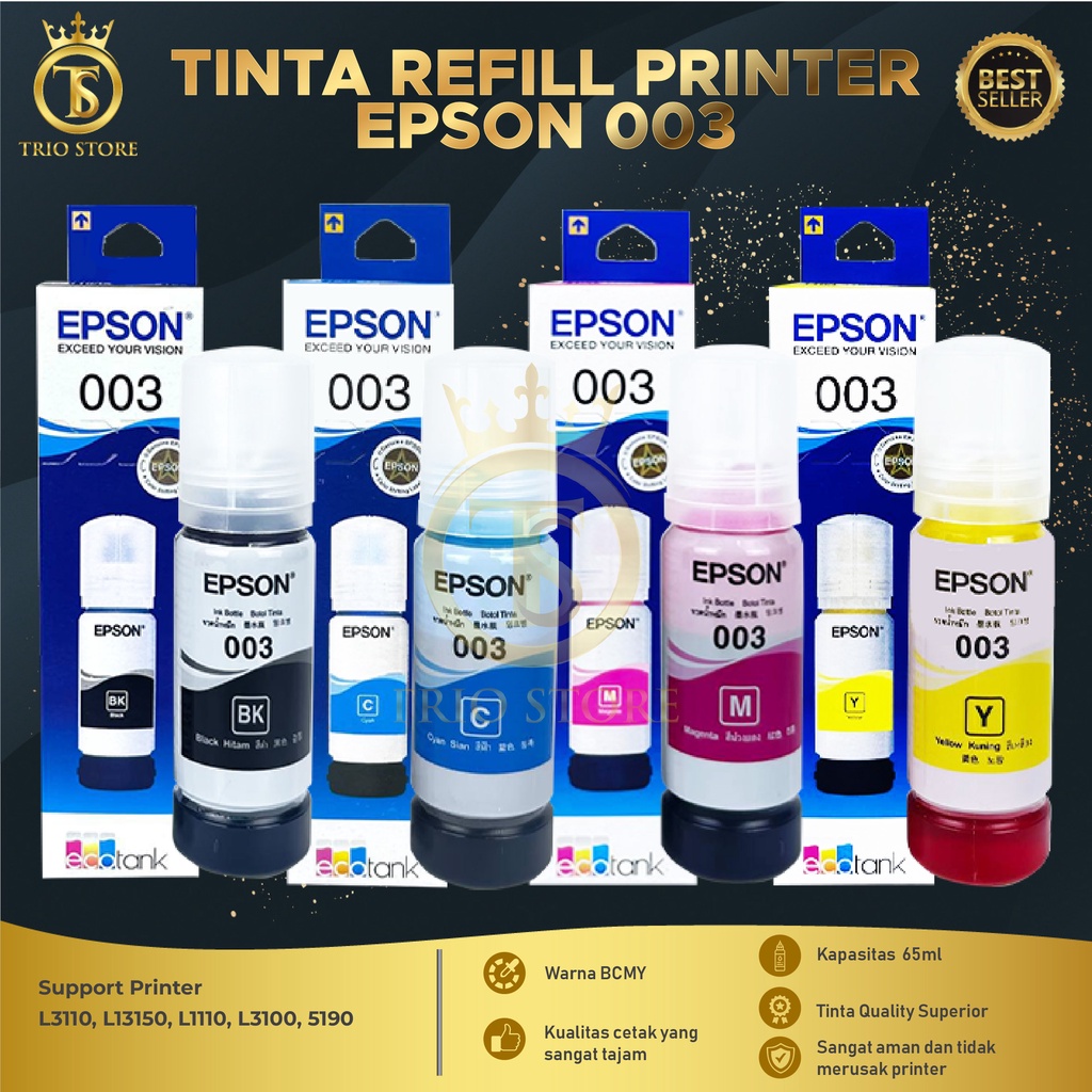 Jual Tinta Epson 003 For Printer L1110 L5190 L3150 L3110 L3100 L3101