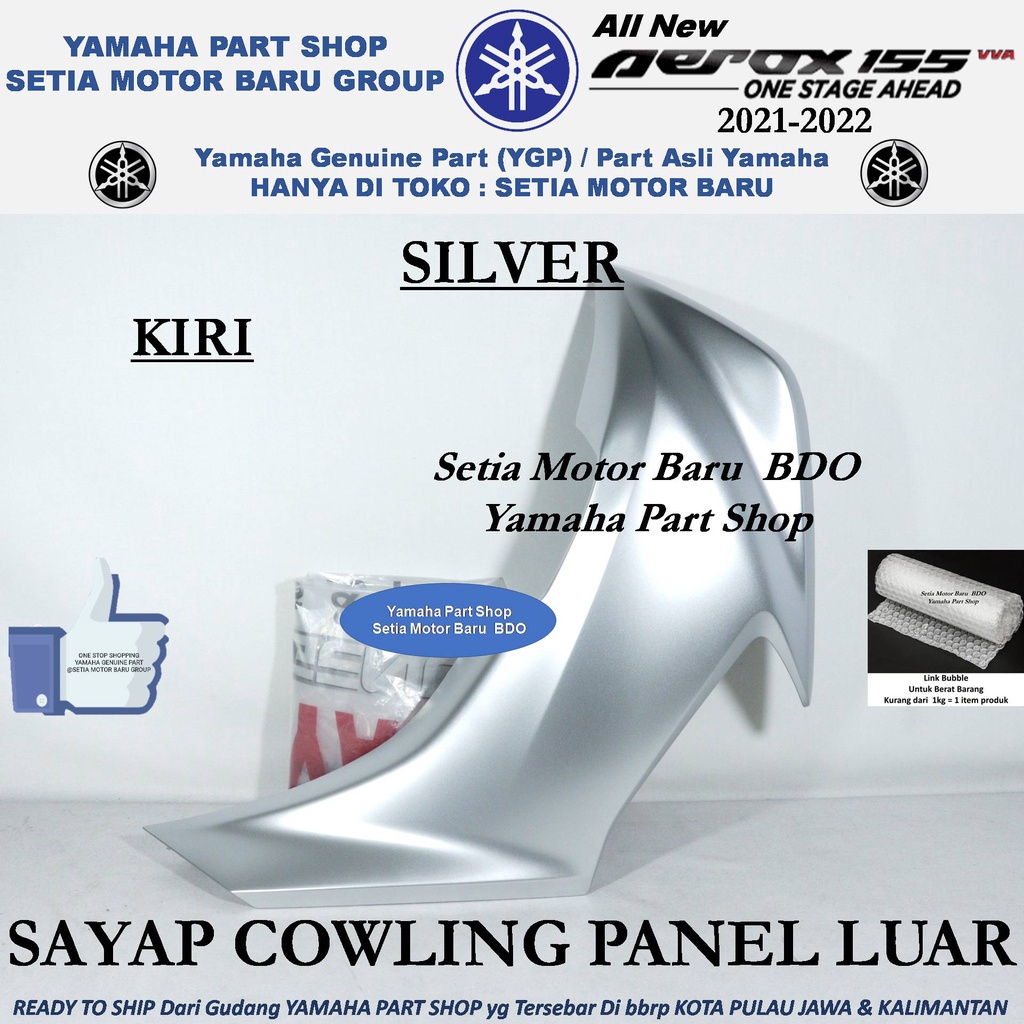 Jual Cover Sayap Cowling Panel Luar Lampu Depan Silver Kiri All New Aerox Connected Asli