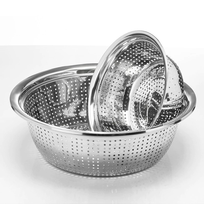 Jual Baskom Saringan Sayur Ember Buah Daging Stainless Steel 34cm ...