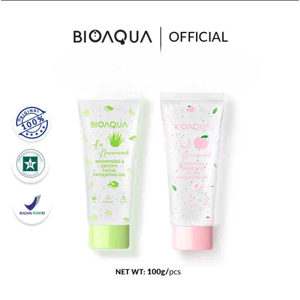 Jual BIOAQUA EXFOLIATING GEL 100GRAM / ALOE PEACH NIACINAMIDE