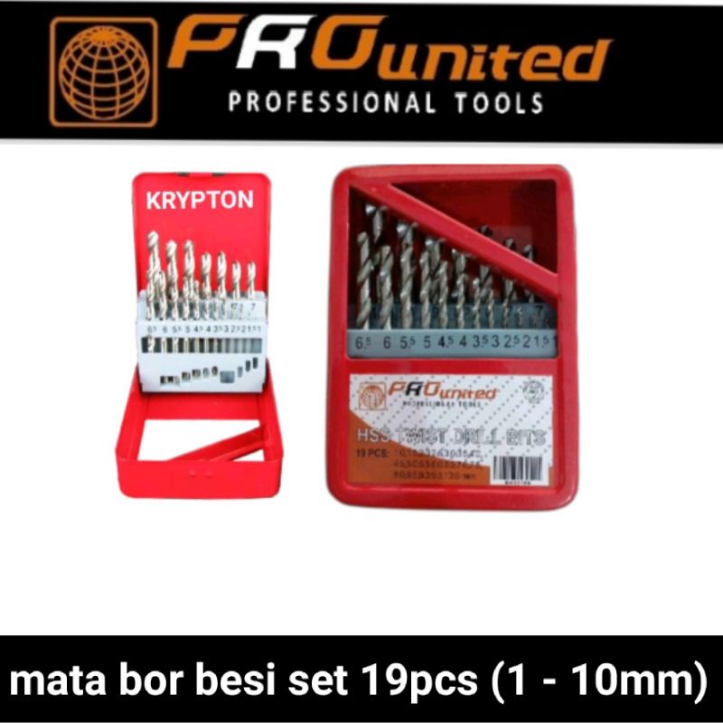 Jual Pro United Mata Bor Besi Baja Stainles Set 19pcs 1 10mm Shopee Indonesia