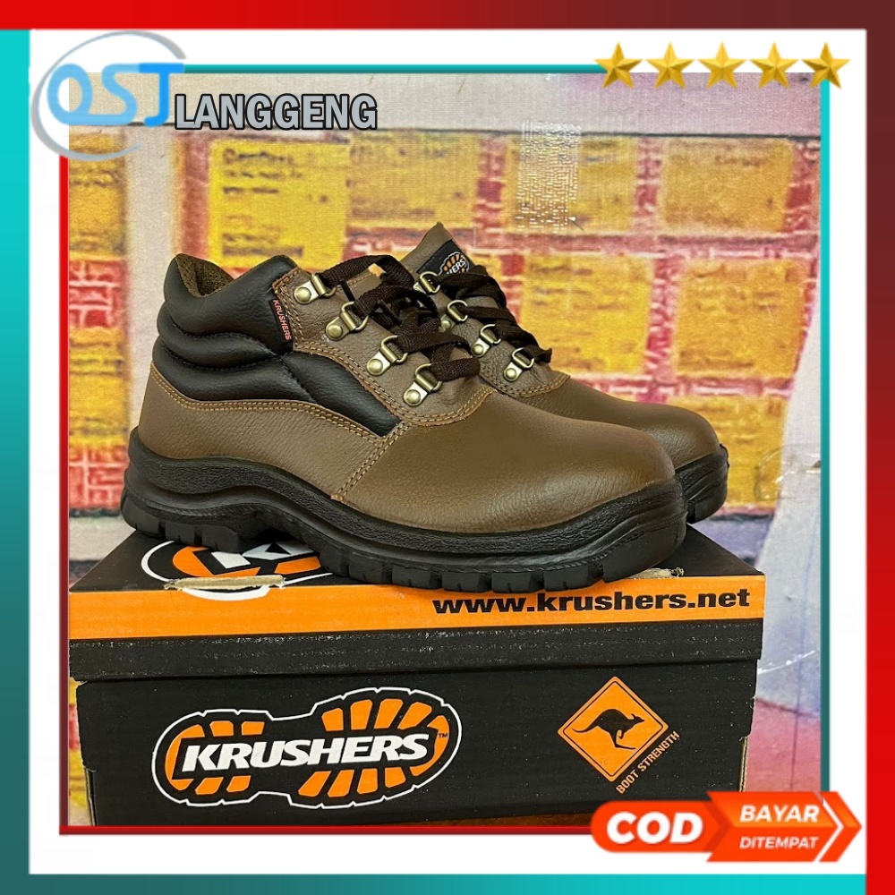 Jual Sepatu Safety Shoes Krushers Florida Brown / Krusher Cokelat Murah