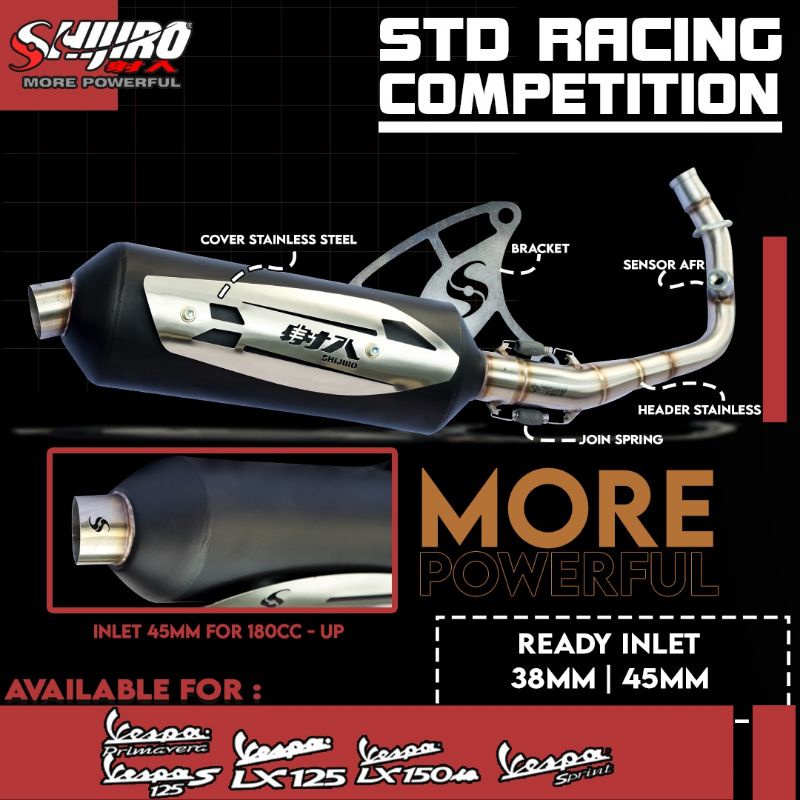 Jual KNALPOT STANDAR RACING SHIJIRO TYPE COMPETITION FOR VESPA SPRINT ...