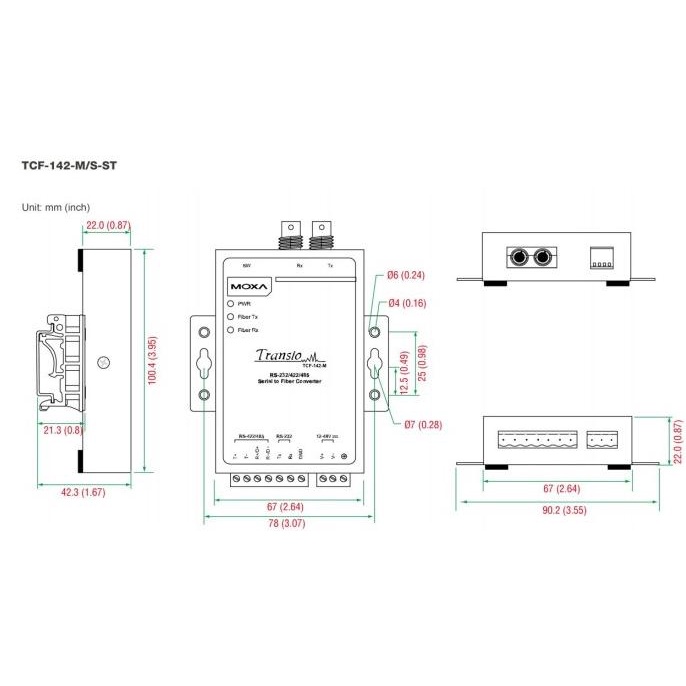 TCF 142 S SC   RS 232/422/485 To Fiber Optic Converter. SC Single Mode.   Serial To Fiber Converters   IComTech