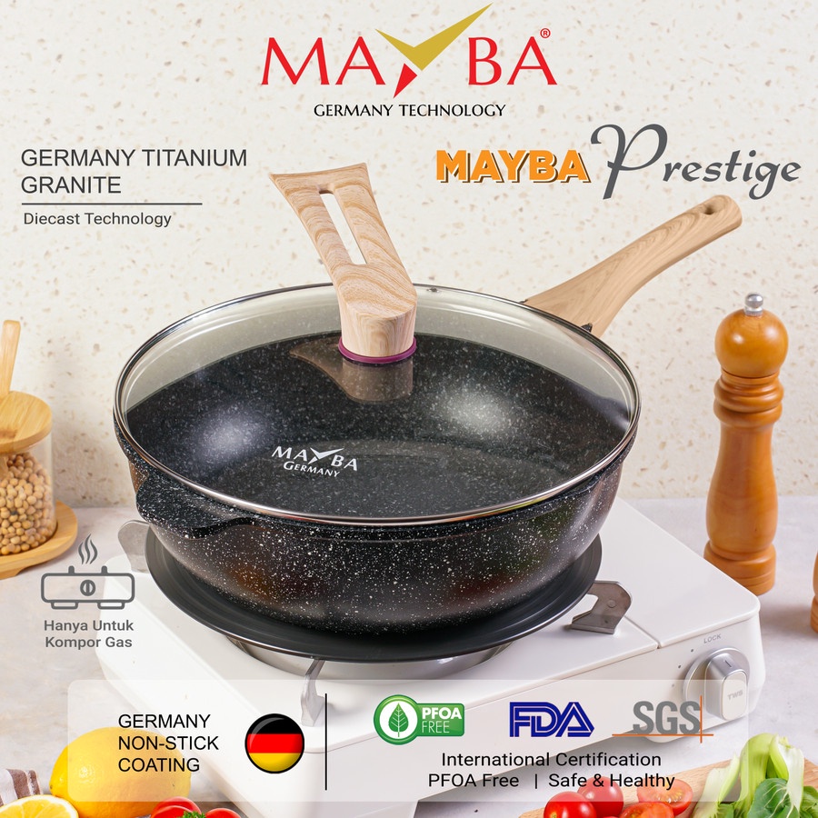 Jual Panci Mayba Wok Pan Mayba bahan granite Casserole wok bagus