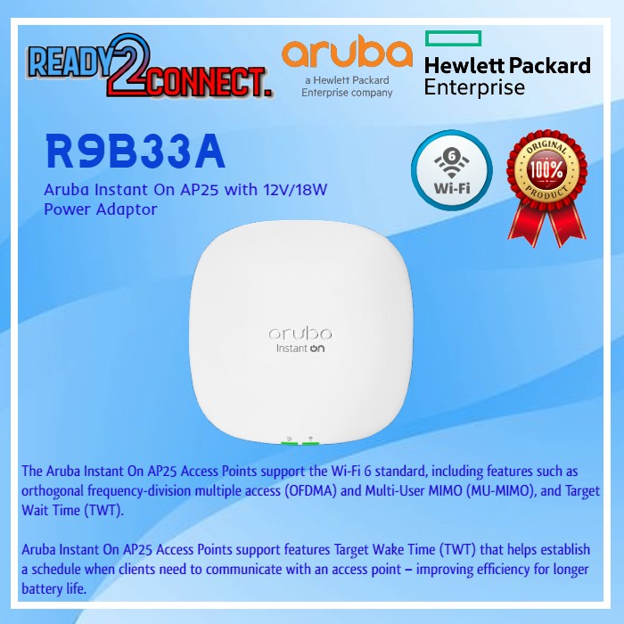 Jual HPE Aruba R9B33A Instant On AP25 with 12V/18W Power Adaptor ...