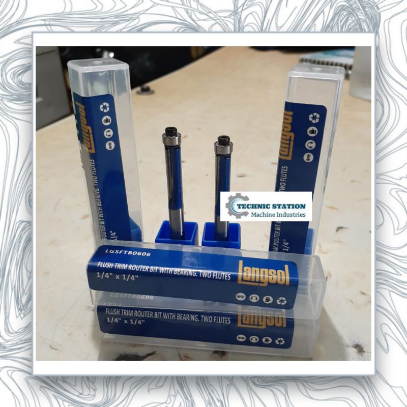 Jual Langsol mata flush trim bearing 6mm, profil router bit HPL kayu ...