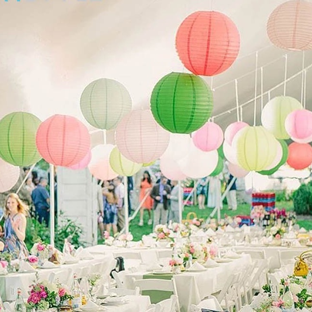 Lampion Warna Polos Ukuran 20cm 25cm 30cm Lampion Pesta Kertas Dekorasi Imlek Minimalis Home