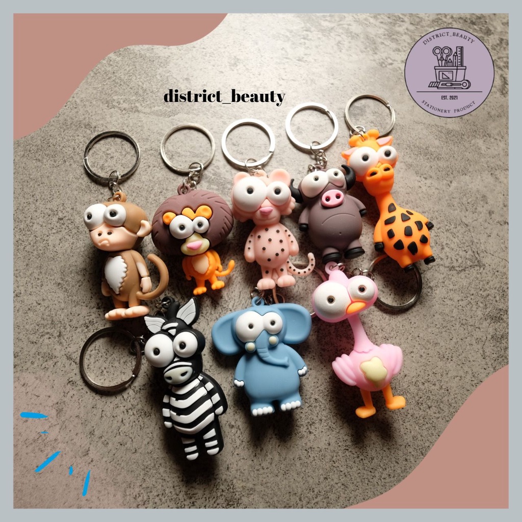 Jual Gantungan Kunci zoo animal mata besar / keychain kebun binatang ...