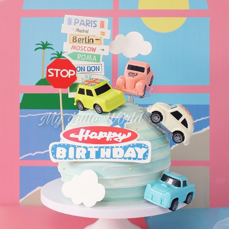Jual [Isi 4] Miniatur Mobil Mainan Warna Pastel Dekorasi Cake Hiasan