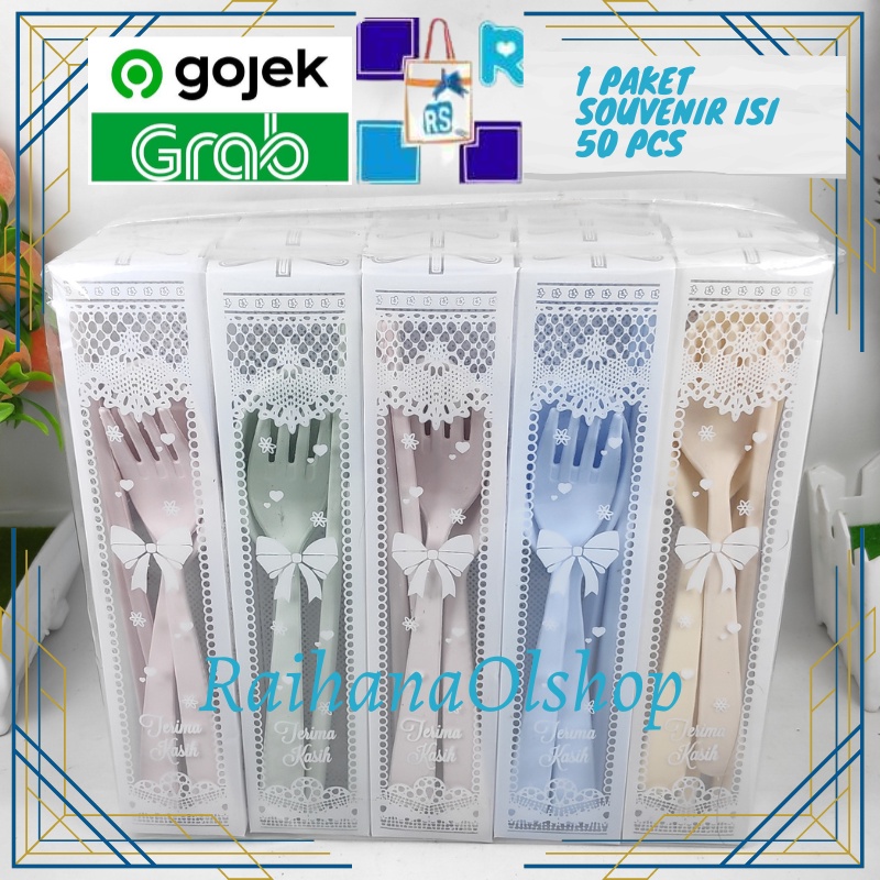 Jual Souvenir Pernikahan Khitanan Sendok Garpu Sumpit Kemasan Mika Motif Isi 50pcs Shopee 9756