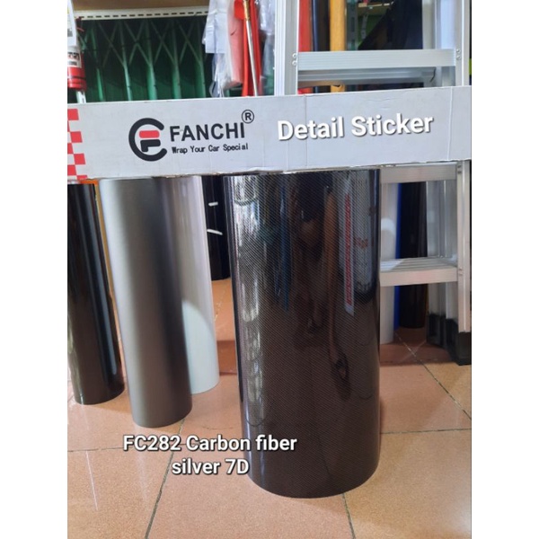 Jual 50cm Sticker Fanchi FC282 Carbon 7D ID-8152 Fiber Silver Gloss ...