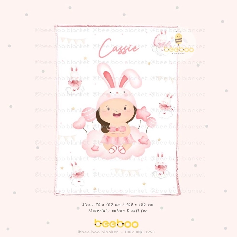 Jual Selimut bayi baby blanket custom nama - RABBIT BUNNY EDITION ...