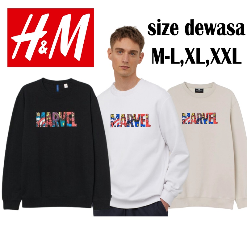 Jual MARVEL / SWEATER HOODIE MARVEL UNISEX PREMIUM H*M / MARVEL M L XL ...