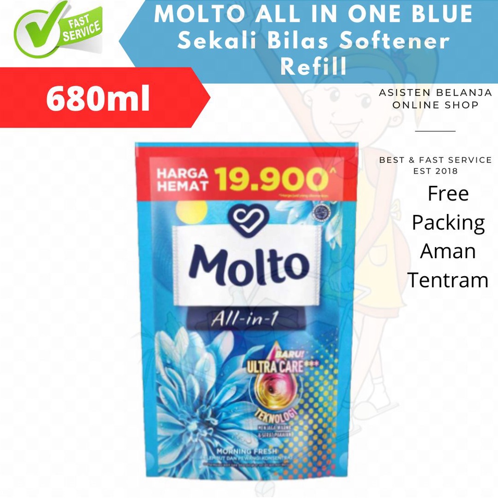 Jual Molto All In 1 One Softener Blue 680 Ml Sekali Bilas Pelembut Pewangi Pakaian Konsentrat 6346