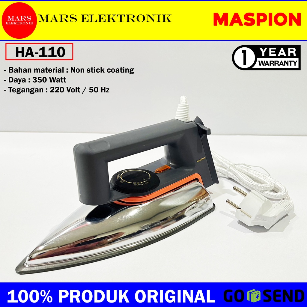 Jual SETRIKA MASPION HA-110 - DRY IRON - HA 110 - SETRIKA ANTI LENGKET