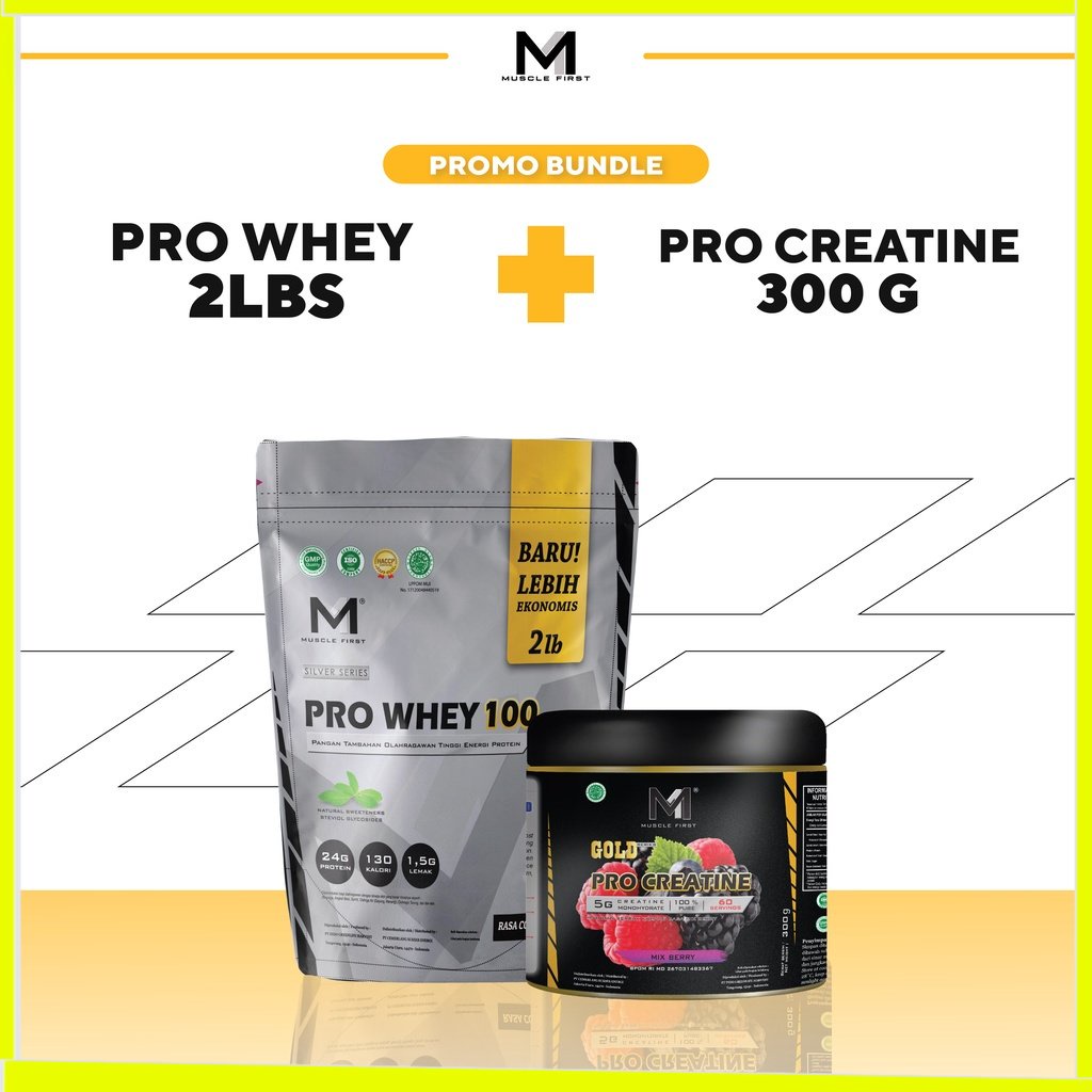 Jual Paket Muscle First Pro Whey 100 + Creatine 300gr Suplemen Fitness